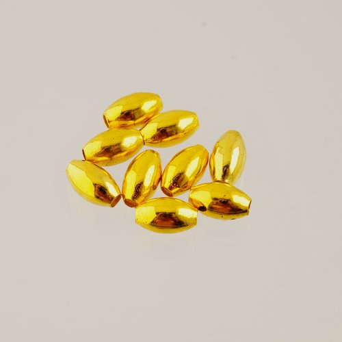 9 perles allongées dorées 10 x 6 mm