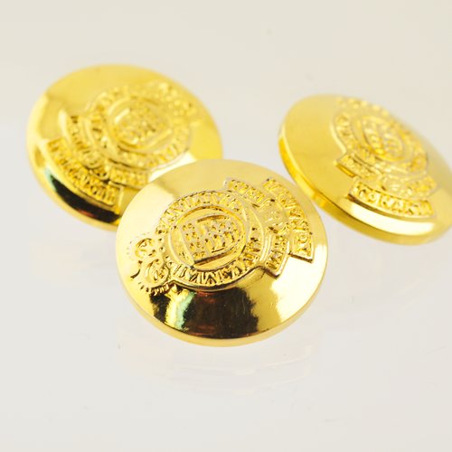3 boutons dorés décorés taille 23 mm