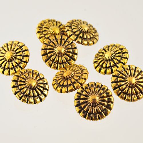 9 boutons dorés décorés de 20 mm