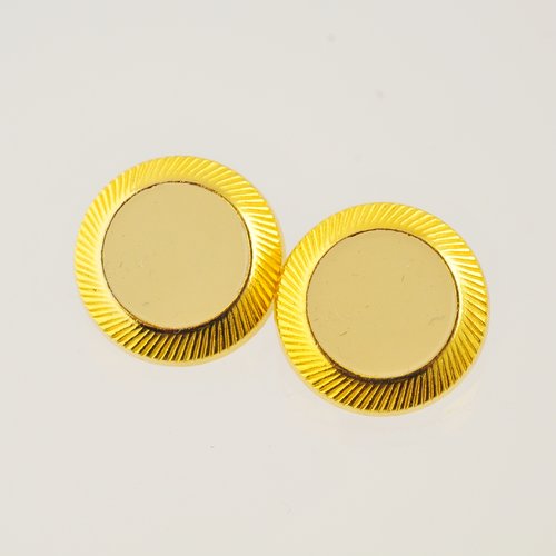 2 boutons beiges et dorés 22 mm