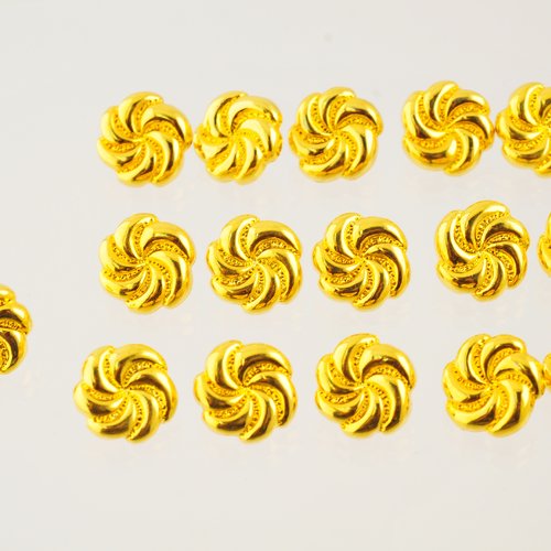 16 boutons dorés forme rosace 15 mm