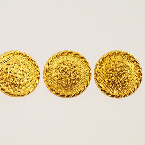 4 boutons dorés 21 mm décorés