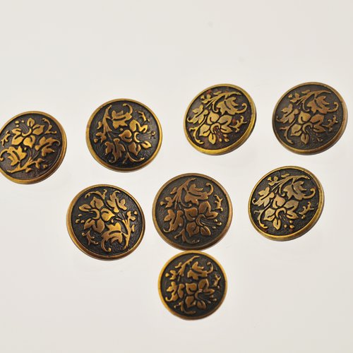 7 boutons cuivre fleur 18 mm