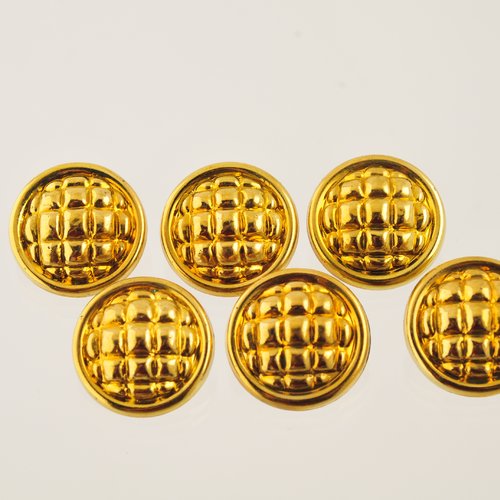 6 boutons dorés vintage 22 mm
