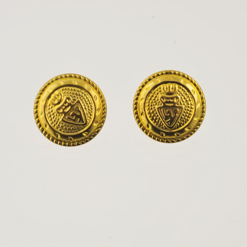 2 boutons métal doré 15 mm