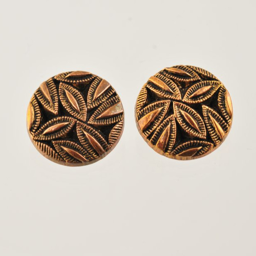 2 boutons cuivre décorés 22 mm
