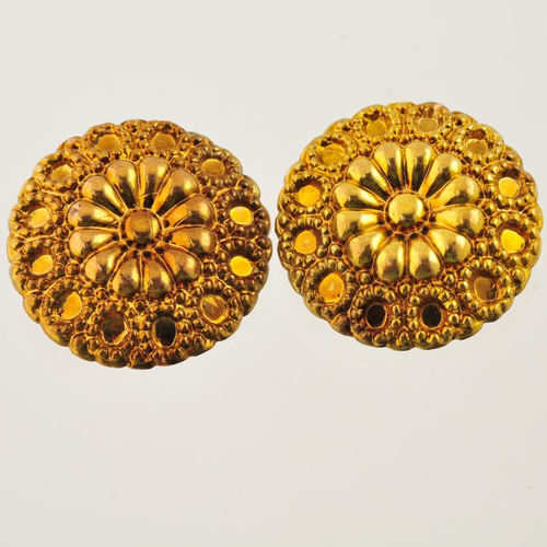 2 grands boutons dorés orangés 37 mm