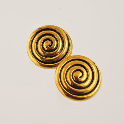 2 boutons dorés spirale 22 mm