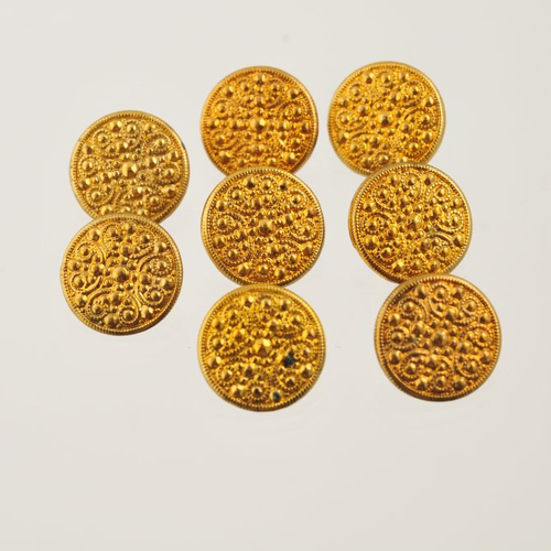 8 boutons dorés décorés 15 mm