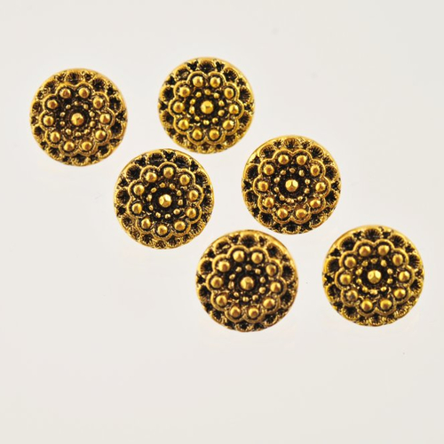 6 boutons ronds dorés 11 mm