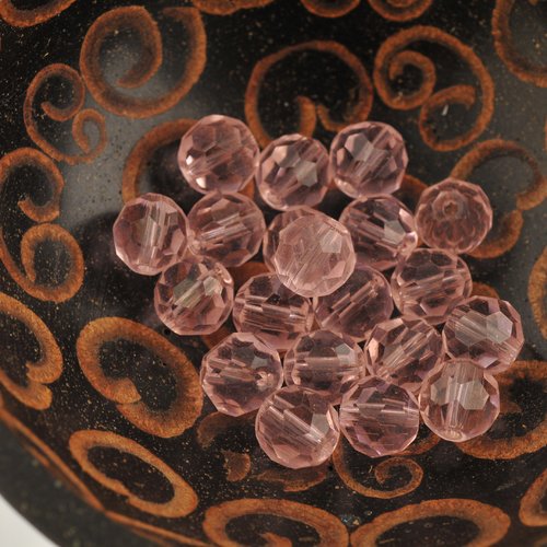 20 perles facette de bohème rose 8 mm