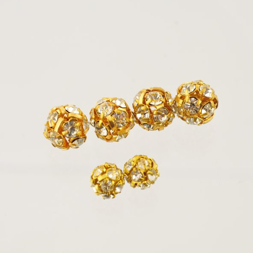6 perles strass cristal supports dorés 6 et 8 mm