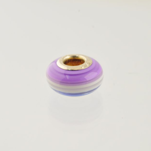 Perle style pandora rayée 14 mm