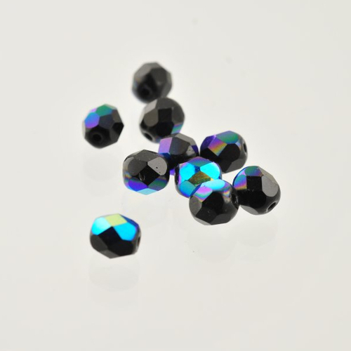 10 perles facette de bohème bleu iris 6 mm