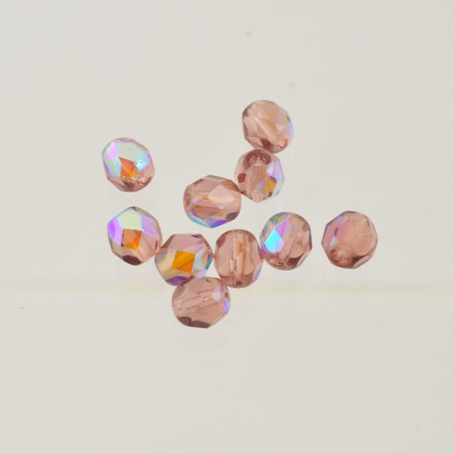 10 perles facette de bohème french rose 6 mm