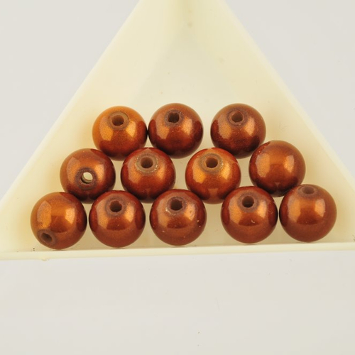 12 perles magiques caramel 10 mm