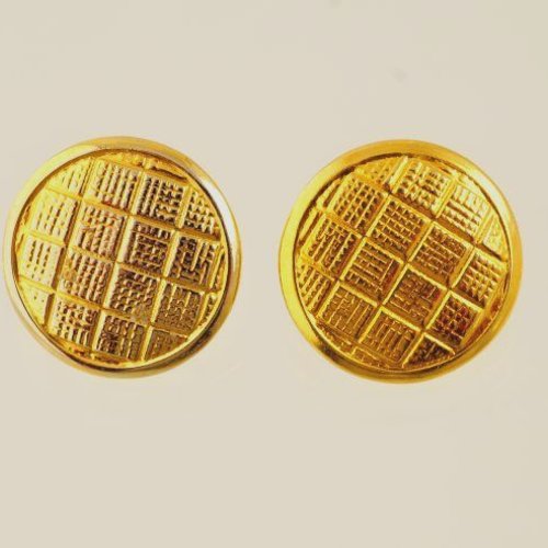 2 boutons dorés métal 15 mm