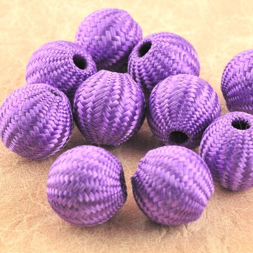 10 perles tissées couleur violette 23 mm