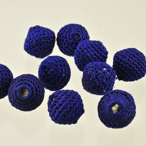 10 perles crochetées bleu marine 20 mm