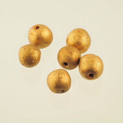 6 perles terre cuite doré doux 15 mm