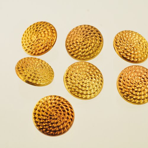 7 boutons dorés vintage 24 mm