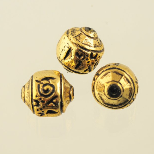 3 perles acryliques dorés sculptées 15 mm