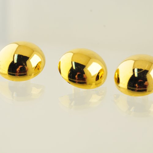3 boutons dorés bombés brillants 17 mm