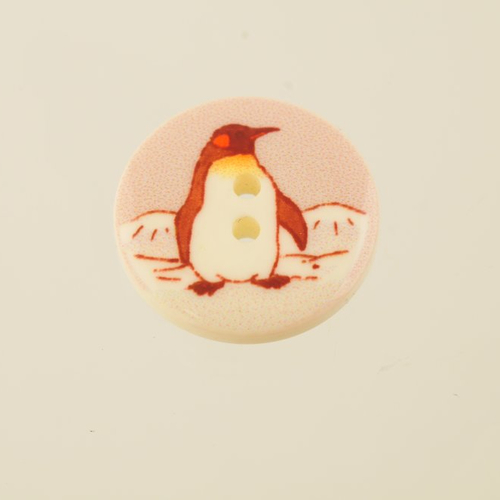 Bouton acrylique décor pingouin 22 mm