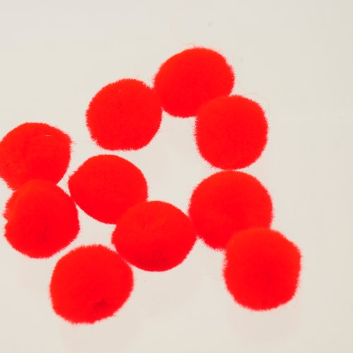Lot de 10 pompons ronds rouges