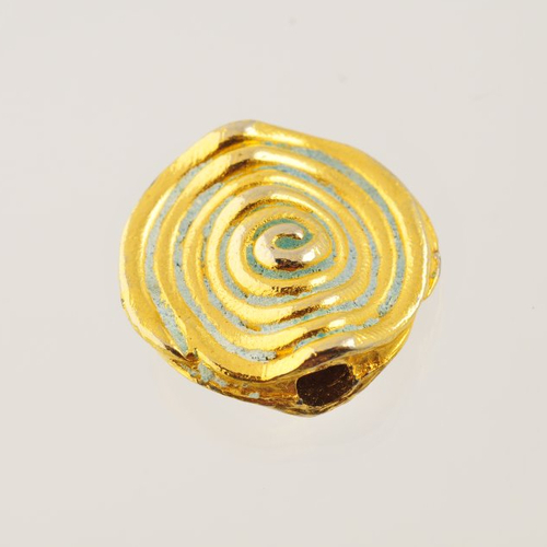 Perle spirale dorée plate 26 mm