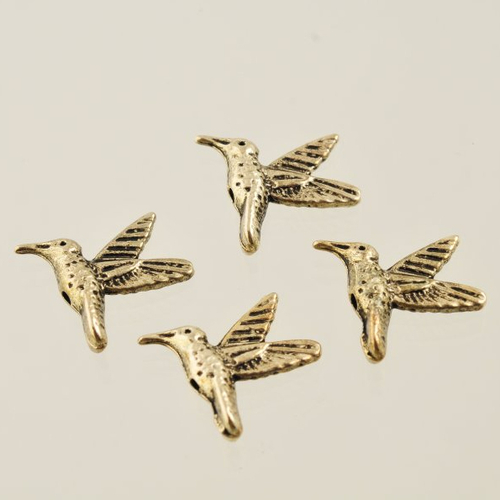 Perles argentées colibri de 14 mm