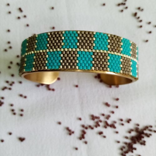 Bracelet manchette tissage peyote bijoux femme