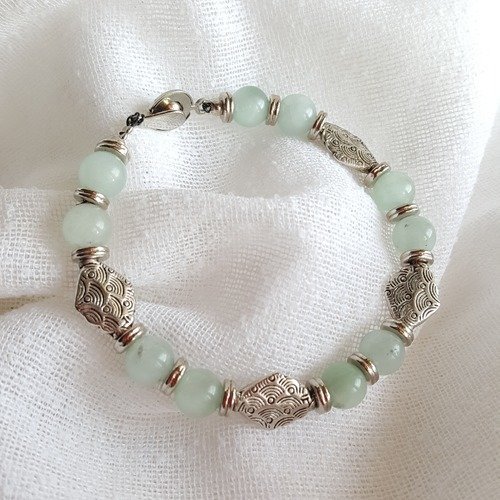 Bracelet argenté et perles d'aventurine