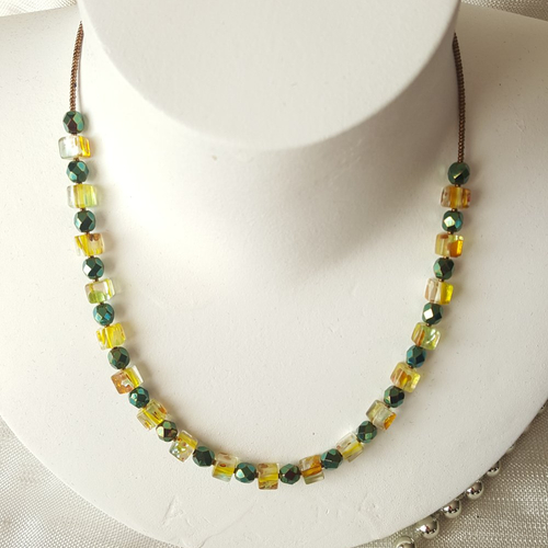 Collier perles de verre et  perles murano