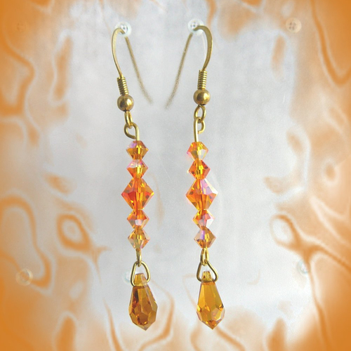 Boucles d'oreilles pendantes avec goutte et perles en cristal swarovski