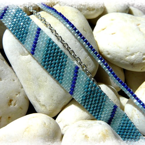 Bracelet manchette dégradé de bleue