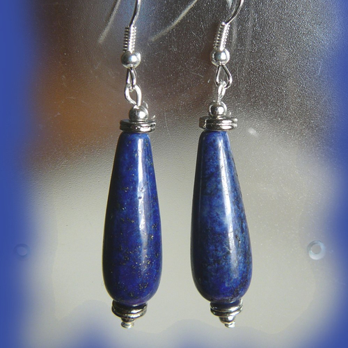 Boucles d'oreille en perle naturelle de  lapis lazuli