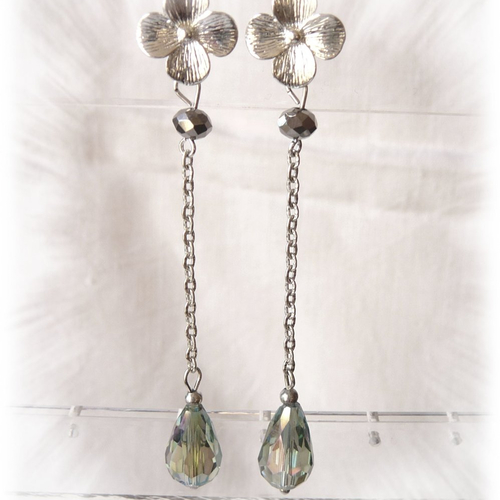 Boucles d'oreilles pendantes avec goutte cristal swarovski