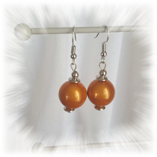 Boucles d'oreilles avec perles miracles orange
