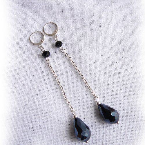 Boucles d'oreilles pendantes avec goutte cristal swarovski