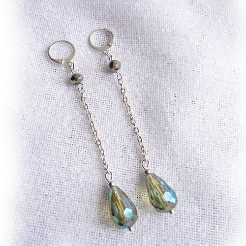 Boucles d'oreilles pendantes avec goutte cristal swarovski