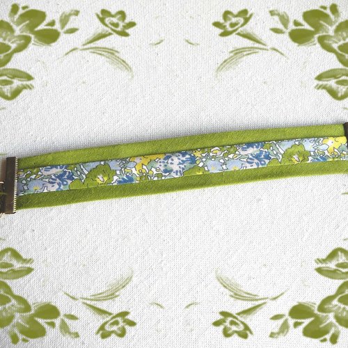 Bracelet biais liberty vert triple bande