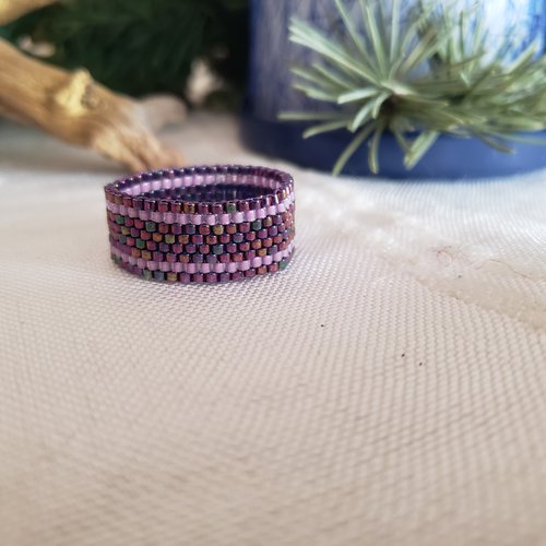 Bague violette et lilas en perles miyuki  delicas