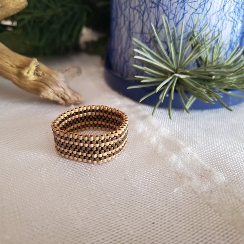 Bague bronze et doré en perles miyuki  delicas