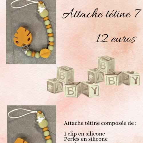 Attache tétine feuille