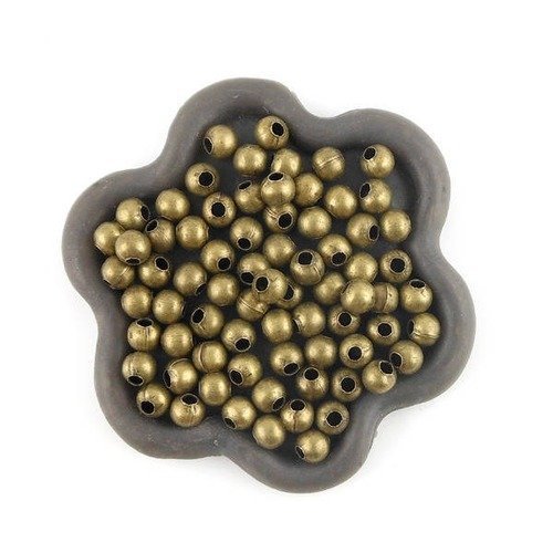 X300 perles 4mm metal bronze ronde  (128c) 