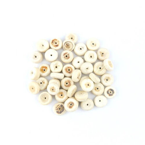 X100 perles rondelle heishi en bois de coco  écru 8mm (21c)