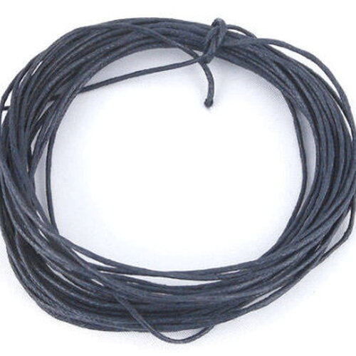 5m cordon fil coton ciré noir 1mm