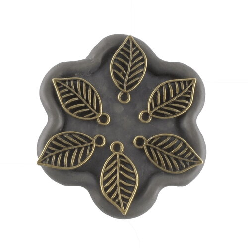 X19 breloques  feuille  bronze antique 19x10mm (343d)