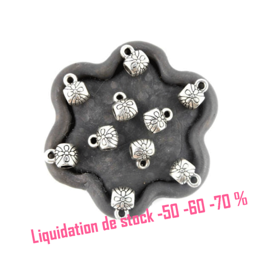 X80 bélières perles argentées fleur 9x6mm  (05d)